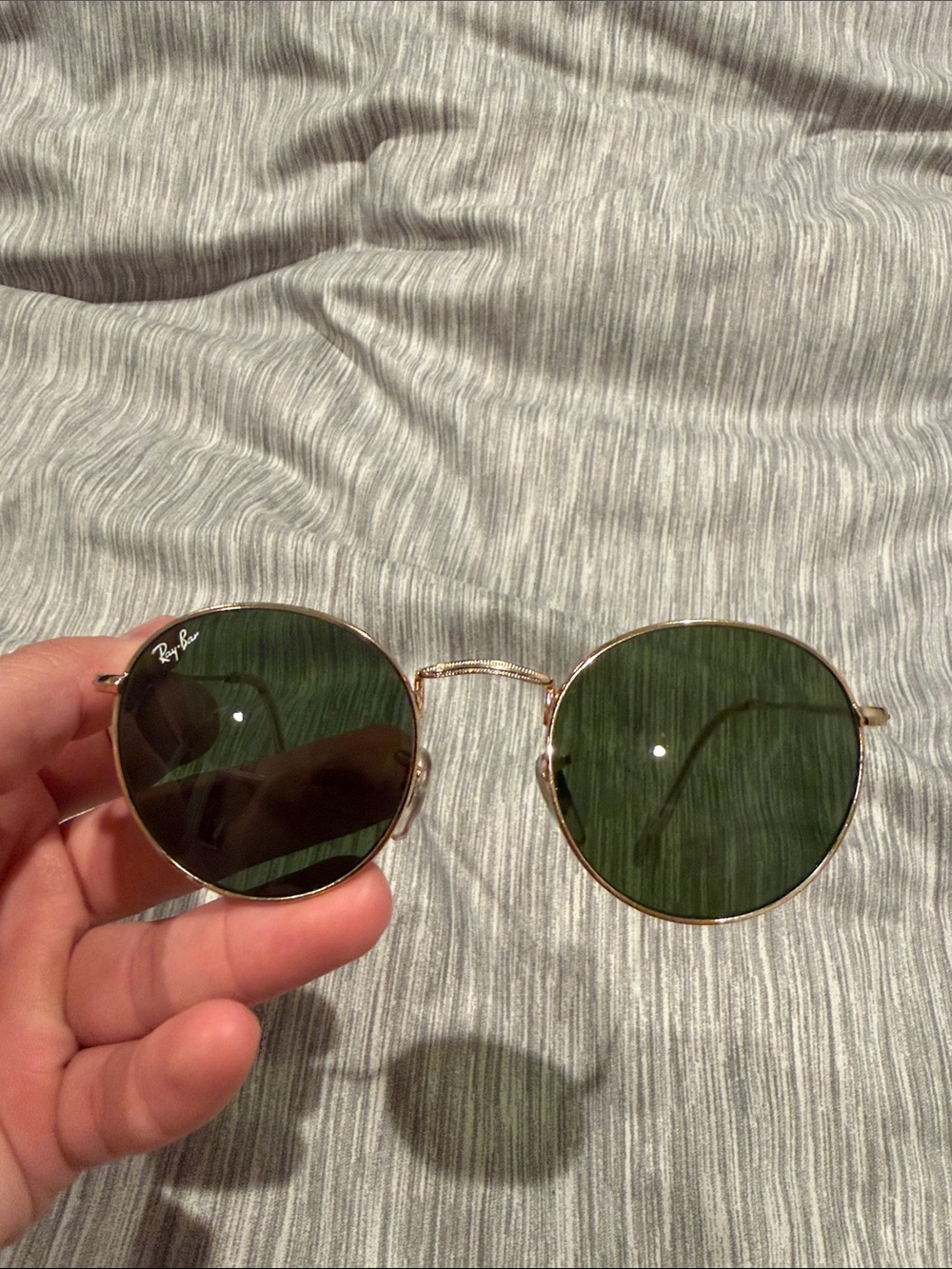 Ray-Ban Gold Frame Sunglasses with Green Lenses